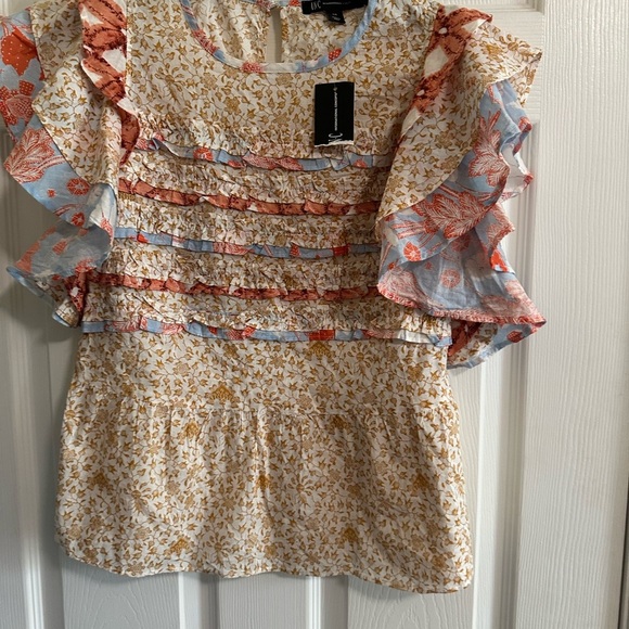 INC International Concepts Cream Ruffled Peplum Blouse NWT XS - Picture 7 of 7